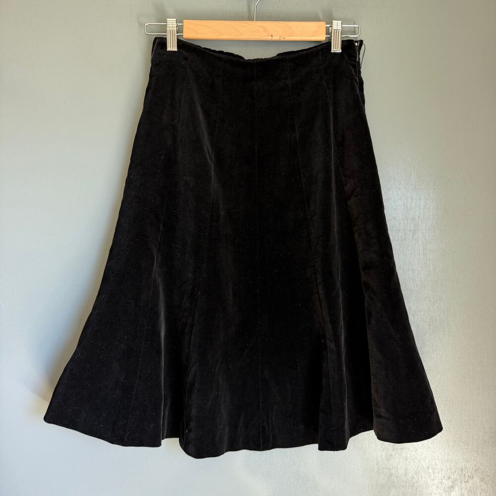 Vintage EVAN PICONE Women's 12 Black Velvet Swing Skirt Lined Retro Classic